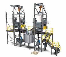 Bulk Bag Unloader, Handling Caustic Material, Uses Enclosed, 4-stage Process to Condition Compressed Material and Prepare Material for Downstream Processing 